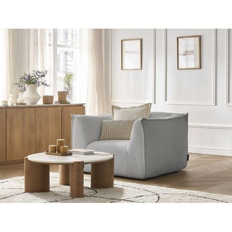 BOBOCHIC - Fauteuil GIORGIA tissu bouclette Gris clair (1/5)