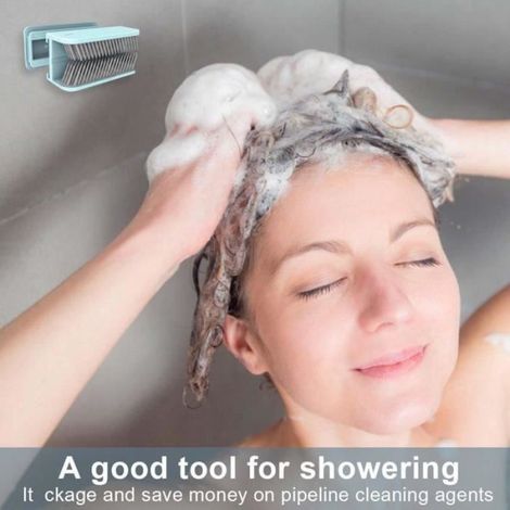 Attrape Cheveux - Non spécifié - Douche-Attrape - Silicone Flexible - Auto-Adhésif - Bleu (1/4)