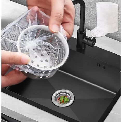 300 Stück Einweg-Spülbeckennetz, Spülbeckensieb-Netzbeutel, feinmaschiger Küchenbeutel, für Küchen- und Badezimmerspülen (Polyester 9 × 11 cm) (1/5)