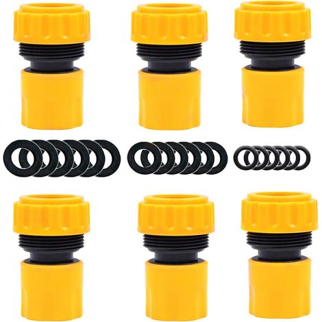 6 racores para extremos de manguera, conector rápido para grifo de 19 mm (3/4 de pulgada) (incluye 18 arandelas de sellado de repuesto). (1/5)