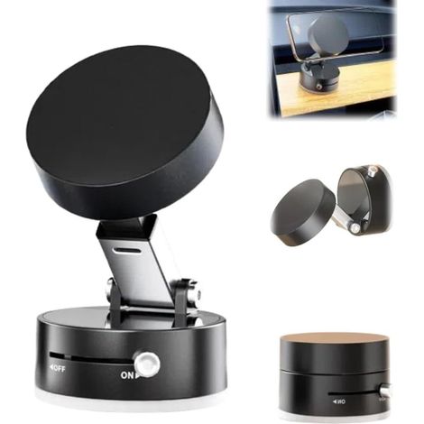 Generique Support De TeLephone Ventouse MagneTique Sous Vide, Pour Tous Les TeLephones, Compatible Surface Lisse, Noir (1/5)