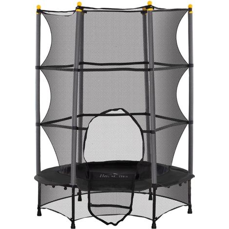 Cama elástica infantil Ø140 cm con red de seguridad, negra, para interior y exterior (1/5)
