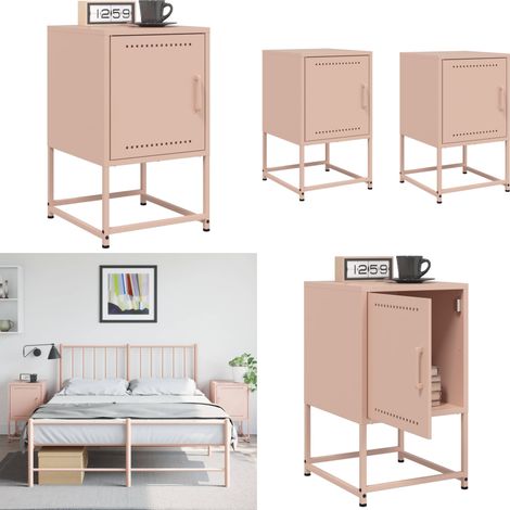Nachttische 2 Stk. Rosa 36x39x60,5 cm Stahl - Industrieller Nachttisch - Rosa Nachttisch - Stahl Nachttisch - Schreibtisch - Beistelltisch - Home & Living (1/5)