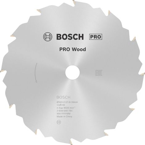 Bosch PRO Wood Kreissägeblatt, 160 x 2,2 x 16 mm, T12