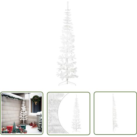 Platzsparender Baum - vidaXL Künstlicher Halb-Weihnachtsbaum mit Ständer Schlank Weiß 210 cm - PVC-Weihnachtsbaum (1/5)