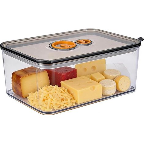 Nevera para quesos de 1700 ml con tapa hermética y temporizador. Apilable. También se puede，práctica y fácil de limpiar. Color gris，1700 ml，gris (1/5)