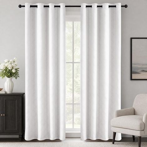 Rideau Occultant Thermique Oeillets Lot De 2 140x225CM, Blanc (1/5)