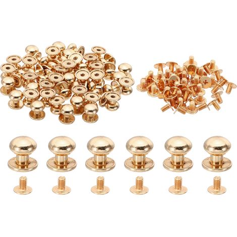 30 Ensembles Clous de 10 mm pour Vêtements Rivets Coniques Ton Doré (1/5)