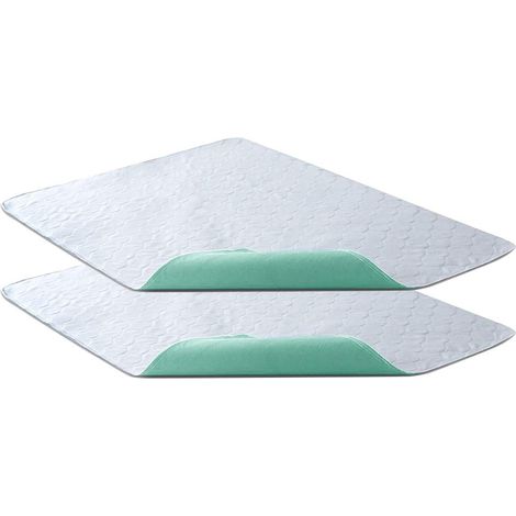 2× Alèse Imperméable 86x132 cm (Vert) – Tapis de Lit Lavable en Machine, Multi-Couches (1/5)