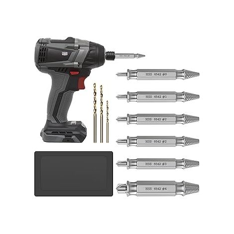 Kit de 9 extracteurs de vis, 6 extracteurs pour vis endommagées avec 3 mèches hélicoïdales, 63-65 HRC HSS 6542, outil d’extraction pour vis endommagées (1/5)