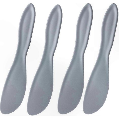 Ensemble de 4 couteaux à tartiner multicolores  Compatibles lave-vaisselle  Multi-usages pour le beurre, les confitures et plus encore  Conception anti-déversement (1/5)