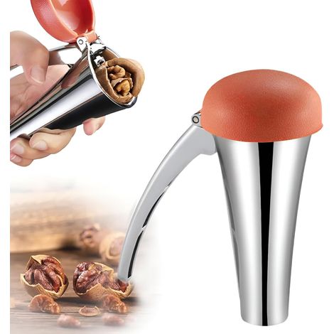 Schiaccianoci in lega di alluminio con coperchio, facile da usare, guscio antiscivolo, clip, adatto per noci, mandorle, nocciole, pistacchi e noci pecan. (1/5)