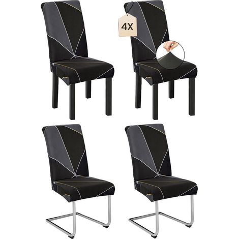 Housses de chaise géométriques élastiques et lavables, lot de 4, universelles et modernes (1/5)