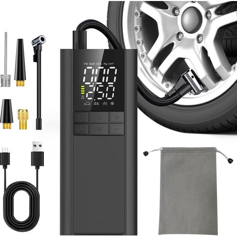 Compressore d'aria per gonfiaggio pneumatici portatile - Pompa d'aria per pneumatici per auto con manometro (150 PSI) - Gonfiatore per pneumatici con pompa intelligente one-touch per auto, moto, bicic (1/5)