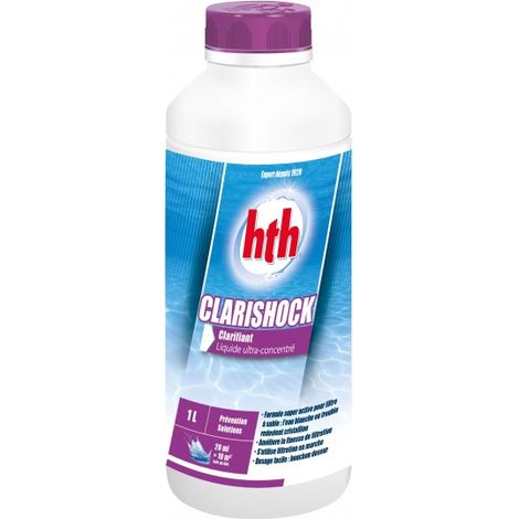 HTH – Clarifiant de piscine CLARISHOCK liquide 1 litre – Effet clarifiant très prononcé – Non moussant – Utilisation filtration en marche