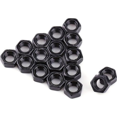 Écrous de blocage hexagonaux, M2 Écrou métrique en acier au carbone Attache écrous hexagonaux zingués noirs, paquet de 100(M2)