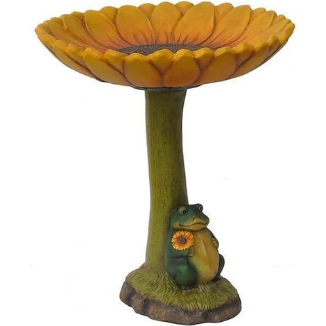 Fontaine à oiseaux en résine, style rustique, 20 x 16,5 cm