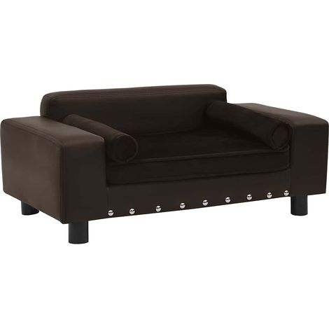 Canapé pour chien-Sofa animaux de compagnie Marron 81x43x31 cm Peluche et similicuir (1/5)