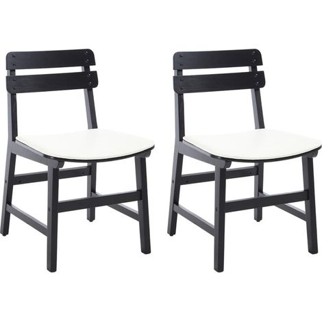 Juego de 2 Sillas de Comedor Tapizadas en PU Piel Sillas de Cocina Rústicas Sencillas para Salón Restaurante, Negro, Wahson (1/5)