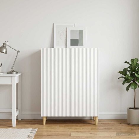 Buffet blanc brillant 2 portes en bois d’ingénierie 66 x 34,5 x 90 cm - PANGIVO (1/5)