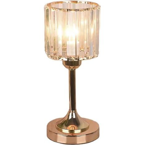 Kristall-Tischleuchte, postmoderne Kristall-Nachttischlampe fürs Schlafzimmer, kreatives Luxus-Design, schlicht und modern, E27-Fassung, für Schlafzimmer und Wohnzimmer (rund)