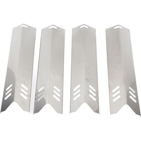 4-teiliges Set verstellbarer Grillschutzplatten, Brennerabdeckungen aus Edelstahl für Gasgrills, Hitzeschutzbleche (1/5)