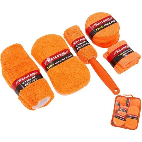 Neilsen Cleaning Clear Microfibre Cloth Exterior Valet Car Wash Kit 9pc Set (1/2)