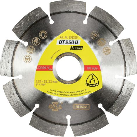 Disque à tronçonner diamanté Klingspor DT 350 U Extra 180x2 6x22 23 mm (1/2)