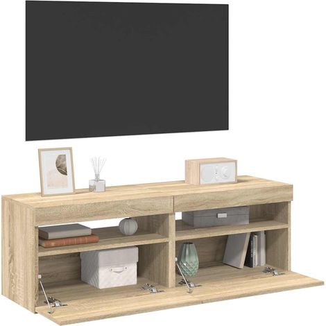 TV-Schränke LED-Leuchten 2 Stk. Sonoma-Eiche 60x35x40 cm