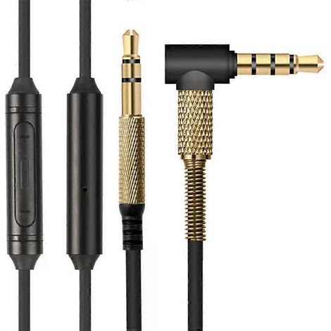 Schwarzes PU-Federkabel für QC25, QC35, QC35II, 700, Y40, Y45 Headset-Audiokabel