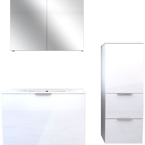 AcquaVapore Badmöbel Set Gently 1 V2 R Weiß MDF Waschtisch 80cm mit 5W LED-Strahler (1/5)