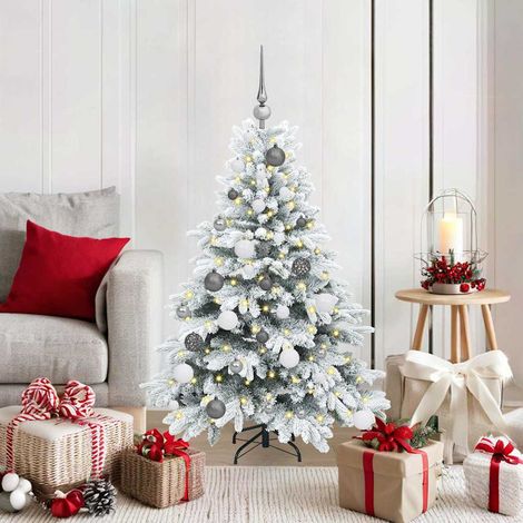 Künstlicher Weihnachtsbaum mit 150 LEDs Weiß 120 cm PE und PVC