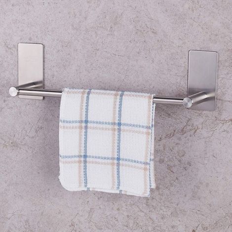 Selbstklebender Handtuchhalter für Bad oder Küche, aus gebürstetem Edelstahl (1/5)