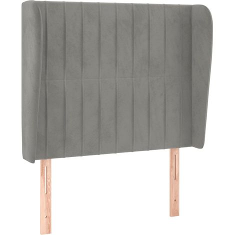 Testiera accessorio letto arredo camera con bordo laterale 83 x 23 x 118/128 cm tessuto velluto grigio chiaro TDL0205125