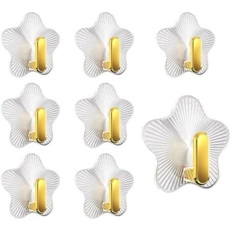 Pair Lntyq 8 Pièces Crochets Adhesifs Transparent Auto Adhesif 5 kg(max), Crochet étoiles Auto Adhesif Muraux , Pour Accroche Salle de Bain,Cuisine,Plafond,Accrocher,Mural,Porte,Porte Serviette (1/5)
