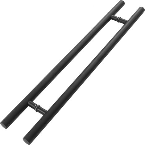 Poignée de porte en verre en acier inoxydable noir, design ergonomique, pour porte intérieure ou extérieure. À tirer ou à pousser pour porte en verre. (1/5)