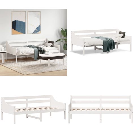 Lit de jour sans matelas blanc 90x190 cm bois de pin massif - Lit De Jour - Canapé-lit - Lit Invité - Lit Bois - Lit Blanc - Home & Living (1/5)