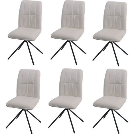 Lot de 6 chaises de salle à manger HWC-N99, chaise de cuisine, pivotante Auto-Return, tiss (1/5)