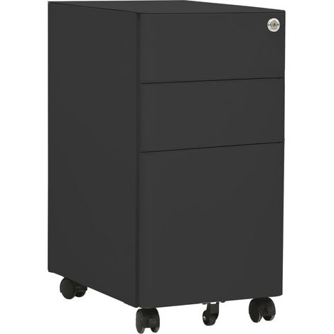 Cassettiera mobile da ufficio su ruote 3 cassetti 30 x 45 x 59 cm in acciaio antracite DEC024557