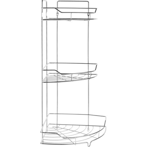 Étagère de Douche d'angle en métal chromé – 3 étagères 13345 Argent (1/4)
