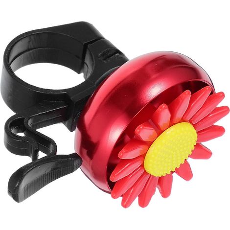 Sonnette de vélo enfant en forme de tournesol, anneau de guidon, lot de 3, rouge - Sûre, facile à installer, légère (1/5)