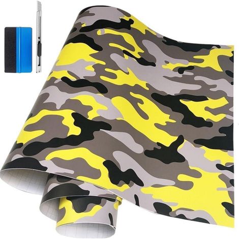 Camouflage Vinylfolie Gelb 50x150cm - Selbstklebend, Dehnbar, Wasserfest (1/5)