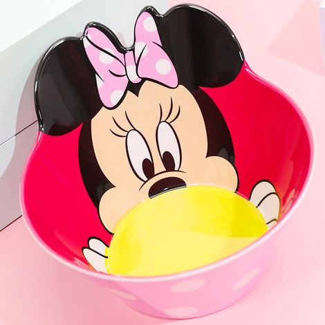 Bol à soupe pour enfants, grand modèle en mélamine, motif souris avec nœud papillon rose, idéal pour la cuisine, la maison et la maternelle. (1/4)