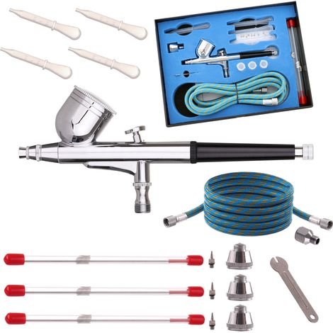 AIRBRUSH SET 4 DÜSEN 0,2 0,3 0,5 SCHLAUCH 1,8M MODELLIERUNG MALEREI (1/4)