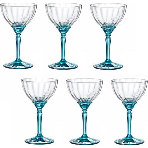 Set 6 Calici Champagne in Vetro Florian Lucent Blue 24 cl Rocco Bormioli (1/2)