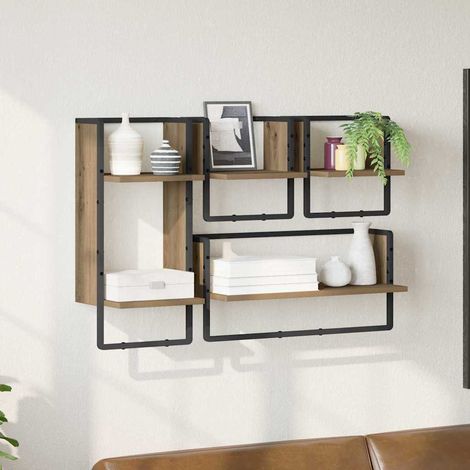 Wall Shelf Set with Shelf 4 pcs Artisan Oak 65 x 25 x 30 cm vidaXL (1/5)