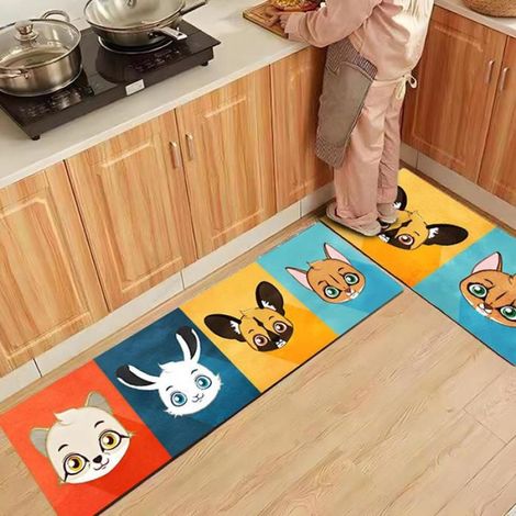 1 Tapis de cuisine, antidérapant, motif chat, 40x120 cm, rembourrage haute densité, pour cuisine et espaces intérieurs (1/5)