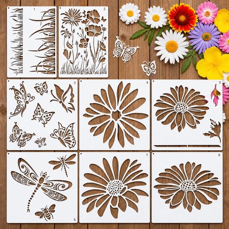 Grands pochoirs de fleurs de clôture, Flower stencil, Pochoirs de fleurs (1/5)