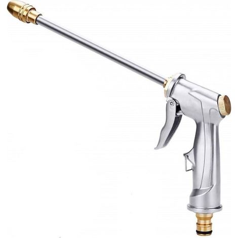 Pistola per innaffiatura da giardino, doccetta per irrigazione ad alta pressione regolabile in metallo, ugello della pistola impermeabile per lavori di giardinaggio, lavaggio auto e pulizia (1/5)