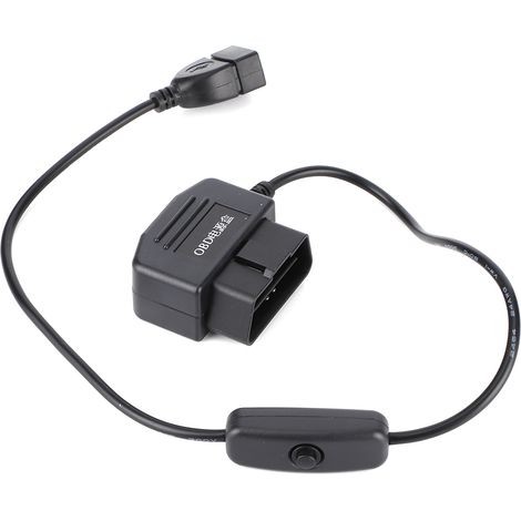 Câble d'alimentation OBD2 USB 18,7 pouces, connecteur 16 broches, chargeur pour caméra GPS DVR de voiture, accessoire auto (1/5)